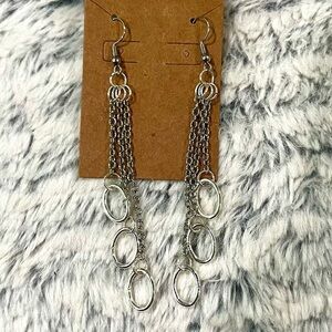 Elegant Silver Chain Dangle Silver Chain Earrings